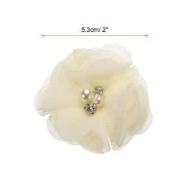 MECCANIXITY Artificial Rhinestone Chiffon Flower Heads, Beige Faux Flowers 2 Inch for DIY Craft Wedding and Party Decoration Pack of 12