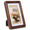 Gdfmsc 4x6 Picture Frame with Mat for 3x5, Natural Walnut