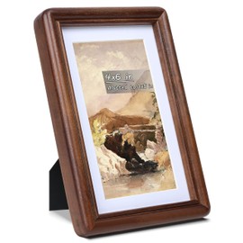 Gdfmsc 4x6 Picture Frame with Mat for 3x5, Natural Walnut Wood USA-Sourced Handcrafted Rounded Corner with Real Glass, Vertical or Horizontal Display Photo Gallery Wall & Tabletop Frame