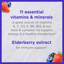 Zarbee's Complete Kids Multivitamin Gummies + Immune Support, Children Vitamins Gummy with Vitamin A, C, D3, E, B6, B12, Folic Acid & Total B-complex, 70 ct