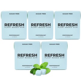 Refresh Gum Fruit Variety Pack – Xylitol, Sugar Free Chewing Gum, Natural Flavor & Organic Ingredients – Long Lasting, Plant-Based, Non-GMO – 12 Pieces, 5 Pack (12 Count (Pack of 5), Peppermint)