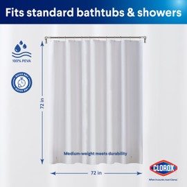 CLOROX Shower Curtain Liner, Premium Medium-Weight Durable Waterproof 6g PEVA for Bathroom with Weighted Magnets, Standard Size 72" x 72", Frosty 1 Pack