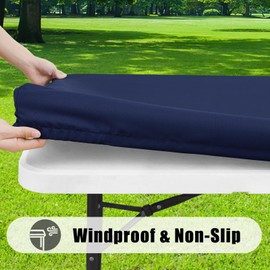 Smiry Rectangle Picnic Table Cloth 2 Pack, Waterproof Elastic Fitted Tablecloths for 4 Foot Tables, Washable Polyester Table Cover for Camping, Indoor and Outdoor (Navy, 24"x48")