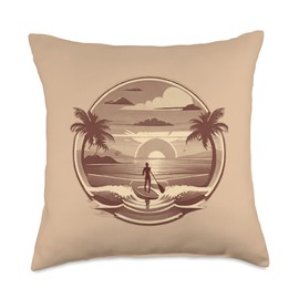 Enjoy SUP Stand Up Paddle Sport Surfboard Board Enjoy SUP Boat Sunset Stand Up Paddle Board Throw Pillow, 18x18, Multicolor