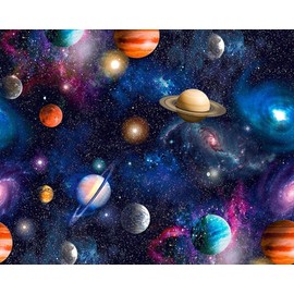 Universe Space Planets Fabric 100% Cotton 59" - 150 cm Wide - Craft Fabric by The Metre (81738MSA)