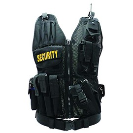 First Class Black Tactical Duty Vests Plain and with Security (Black/Gold Security ID, X-Large-XX-Large)
