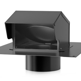 Roof Vent Cap - Hon&Guan Roof Vents 8 Inch，Galvanized Steel 8'' Exhaust Vent Wall Vent Cover Exterior with Damper for Ventilation System,Black