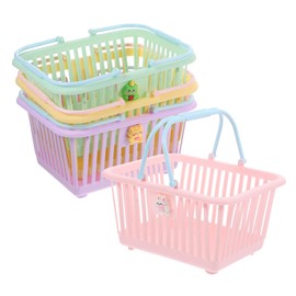 Pack of 4 Shopping Storage Baskets, Role Play Shopping, Role Play Toy, Easter Egg Baskets, Mini Baskets for , Shopping Basket, Trolley, Walking, Plastic, Cartoon, Food, Child