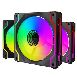 Micscrew PC Fans, CPU Fan 120mm ARGB Case Cooler Fan, 120mm PWM Case Fan Optimized for Static Pressure,up to 1800RPM Cooling Fan, 4 Pin ARGB LED, 3 Pack Black Single Fan