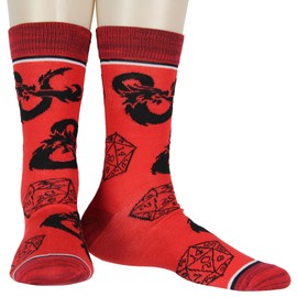 Bioworld Dungeons and Dragons Socks Men's 2 Pack Dice And Dragon Design Crew Sock