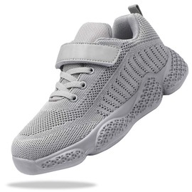Santiro Zapatillas de tenis para correr para niños y niñas, gris, 12 MX Niño