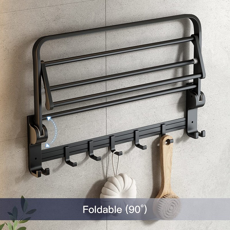 VOLPONE 24 Inch Towel Rack with Towel Bar Holder Foldable