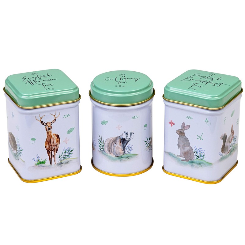 New English Teas Woodland Animals 3x Mini Tea Tin Gift