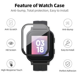 2 Pack Case Compatible with Gabb Watch 3/3e, Hard PC Overall Protective Case with Tempered Glass Screen Protector (Black+Blue)