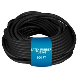 Frienda 100 ft Latex Rubber Tubing 3/8 Inch Od 1/4 Inch ID Surgical Slingshot Bands Rubber Medical Sling Band Fitness Hose Tubing(Black)
