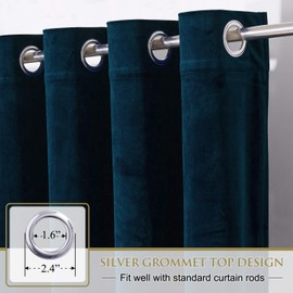 StangH Navy Blue Velvet Curtains 102 inches Room Darkening for Boys Bedroom, Soft Heavy Thermal Insulated Window Treatment Classic Home Decor for Office/Living Room, W52 x L102, 2 Panels