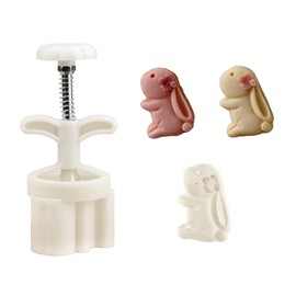 Mooncake Press Molds，Hand Press mooncake Dessert DIY with Stamps Flower Mode，Mooncake Shortbread Press DIY (1 rabbit)