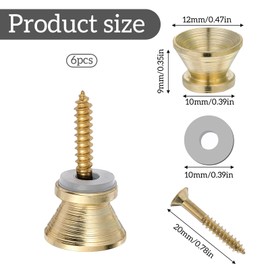 HJZHII 6 Pcs Guitar Strap Button, Metal Strap Buttons End Pins with Mounting Screws Guitar Strap Locks Pins Music Parts for Guitar Bass Ukulele Electric Acoustic Guitar(Clear)