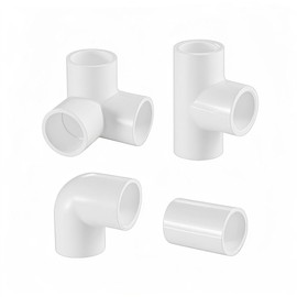 LESSO 30 Pcs 3/4" PVC Pipe Fitting Set, Includes 3/4 Inch Tee Fittings, PVC Couplings, 90 Degree Elbow,3 Way Elbow Pipe Fittings for DIY Projects, Greenhouse, Shed, Plumbing and Building,SCH40 White