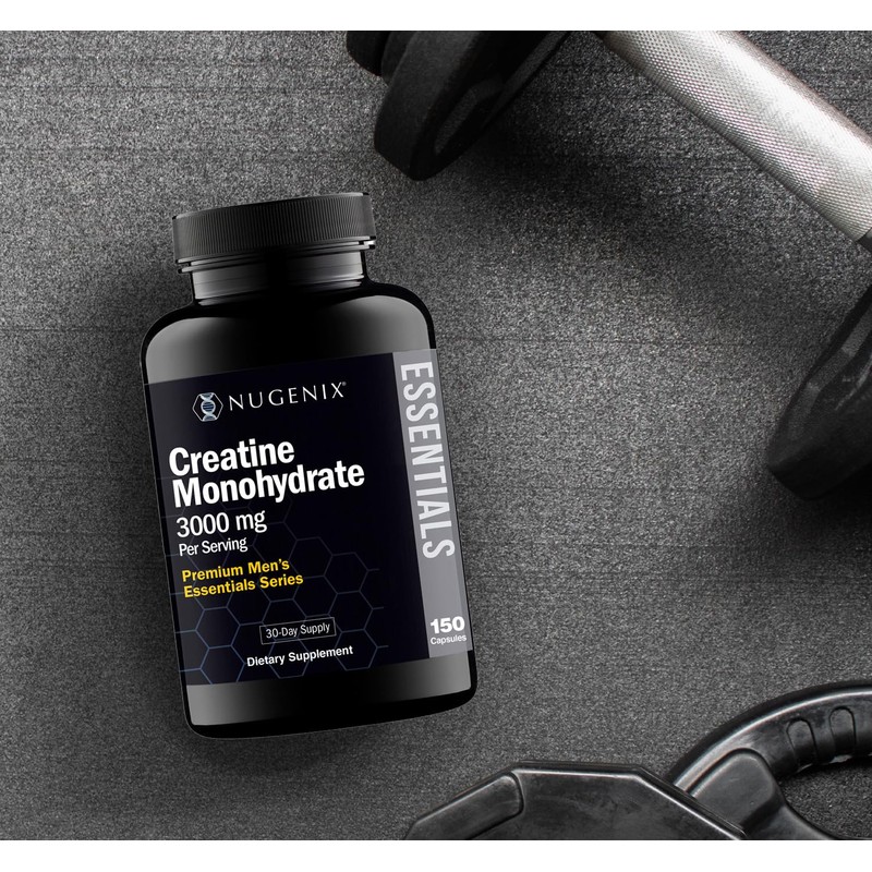 Nugenix Essentials Premium Creatine Monohydrate Pills Supplement, 3000mg, 150 Capsules