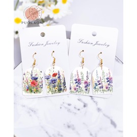 Puocaon Flower Clay Transfer Paper - 20 Pcs Bouquet Wreath Transfer Paper for Polymer Clay Earrings Jewelry Floral Assorted Design