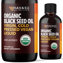 Organic Black Seed Oil Cold Pressed Liquid - Black Cumin Supplement for Immune System Function, Digestive Support, Hair Nourishment & Overall Health - 8 Fl Oz - Unflavored, Non-GMO, Vegan