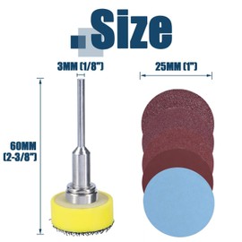 100Pcs 1 Inch Sanding Discs，Bestgle Wet Dry Hook and Loop Sandpaper with 1/8" Shank Backing Pad Aluminum Oxide Sanding Discs Pad for Wood Metal Paint Finishing (Grits 100, 180, 240, 1500, 3000)