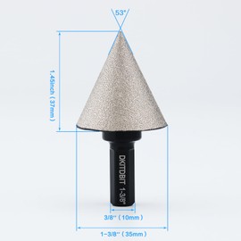 Diamond Countersink Drill Bits 1-3/8" Diamond Beveling Chamfer Bit for Enlarging Trimming Shaping Holes in Porcelain Ceramic Granite Marble Tiles, 3/8" Hex Shank