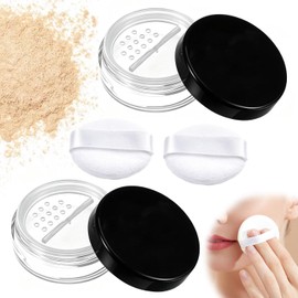 2PCS Travel Powder Containers with Puff, 10ml Mini Loose Powder Box