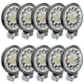 MUVKQC Led Round Light Bar 4inch 99w Off Road LED Lights 14000LM Spot Beam work Light Pods 12V/24V Fog Driving Roof Bar Bumper for Truck Pickup SUV ATV UTV (10)