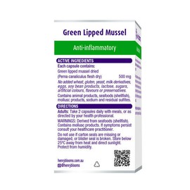 Henry Blooms Green Lipped Mussel 500Mg 60 Capsules