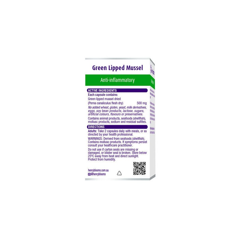 Henry Blooms Green Lipped Mussel 500Mg 60 Capsules