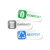 Garbage Trash Recycle Compost Stickers - 3 Durable Vinyl Labels