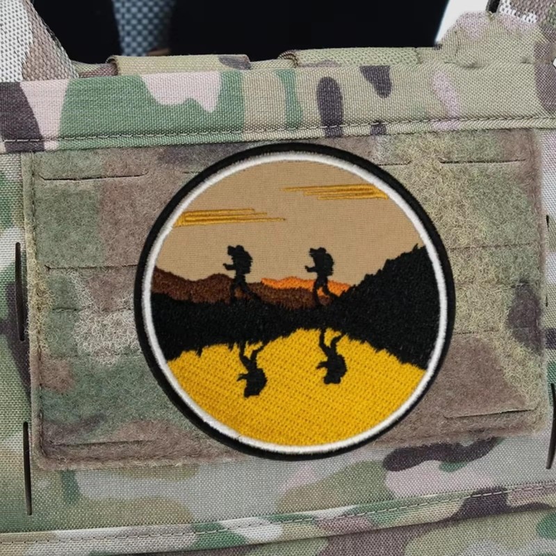Hiking At Sunset Patches Combat Military Morale Embroidered Patch With