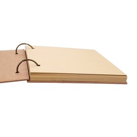 A4 Kraft Scrapbook,Blank Ring Binder Notebook Notepad Loose Leaf Sketchbook Journal Diary for Drawing Writing with Elastic Band Closure
