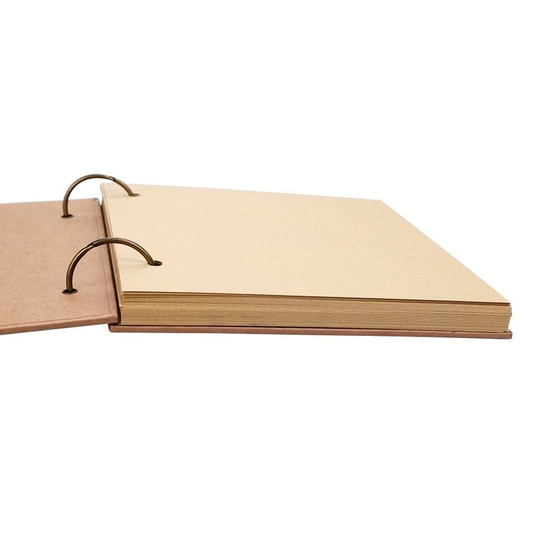 A4 Kraft Scrapbook,Blank Ring Binder Notebook Notepad Loose Leaf Sketchbook