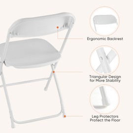 Sweetcrispy Folding Chair 4 Pack, Plastic Foldable Chairs with 330-Pound Capacity, Sturdy Metal Portable Chair, Easy to Use and Store, Outdoor and Indoor, for Home, Office, Party, Comfy, White