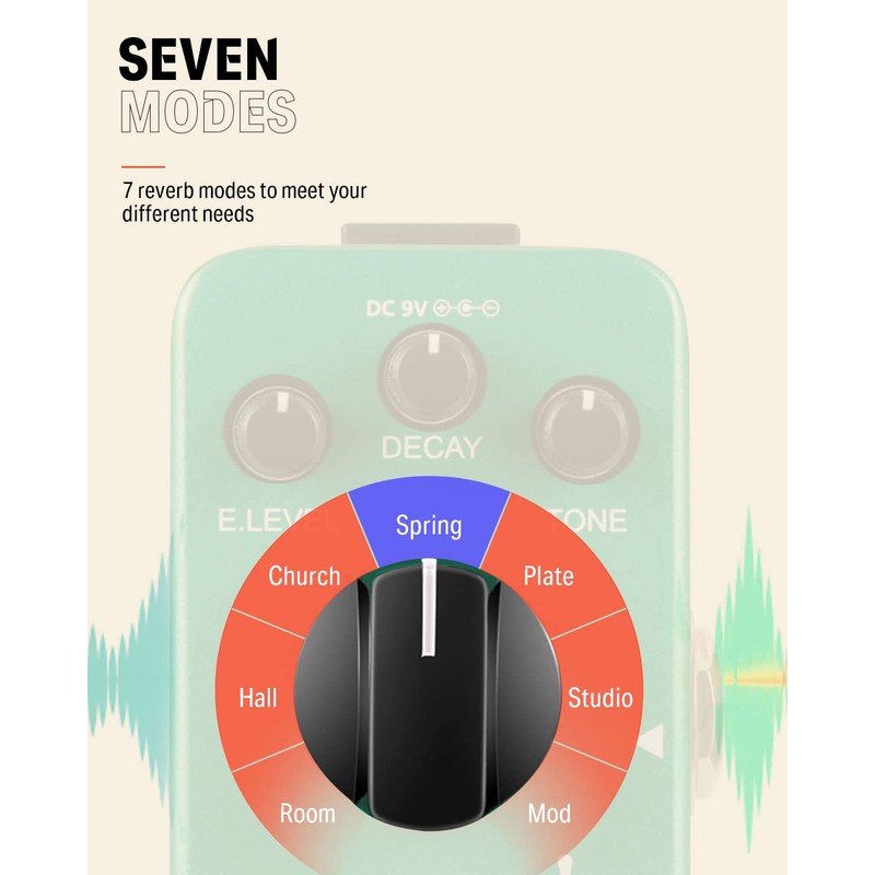 Donner Reverb Effector 7 Modes Modulation Verb Square