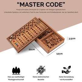 Code Finder - Master Code - Superbrain - Strategy Game - Puzzle Game, memory game, Wooden Board Game