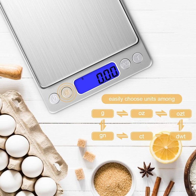 Digital Kitchen Scale Stainless Steel High Precision 500g/0.01g LCD Display