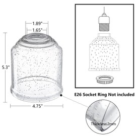 4.75" Seeded Glass Shade Replacement,Thick Cylinder Glass Shade for Bathroom Vanity Light,Pendant Light Kitchen Island,Chandelier,Wall Sconce. 4.75W*6.25H. BD005-Shade