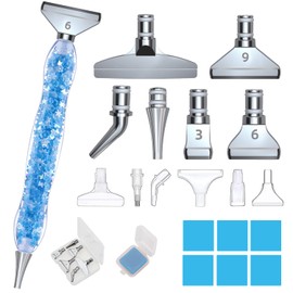 Avimegii 19PCS Diamond Art Accessories and Tools, Luminous 5D Diamond Painting Pen, 40% Thicken Comfort Grip Diamond Art Pens with 12Pcs Pen Tips, Blue