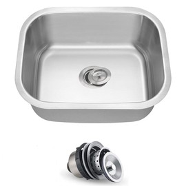 ORLANDO 18x16 inch Undermount 18 Gauge Single Bowl Stainless Steel Kitchen Sink With Strainer