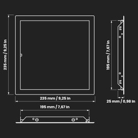 8" x 8" Steel Access Panel - Indoor Use - Opening Flap Cover - Box Door Lock - Black Inspection Hatch - Anthracite Polymer Coating - Walls & Ceilings