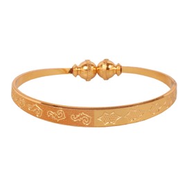 Touchstone New Indian Bollywood Handcrafted Beautiful Engraved Gorgeous Vines Elegant Designer Jewelry Openable Free Size Bracelet in Gold Tone for Women.