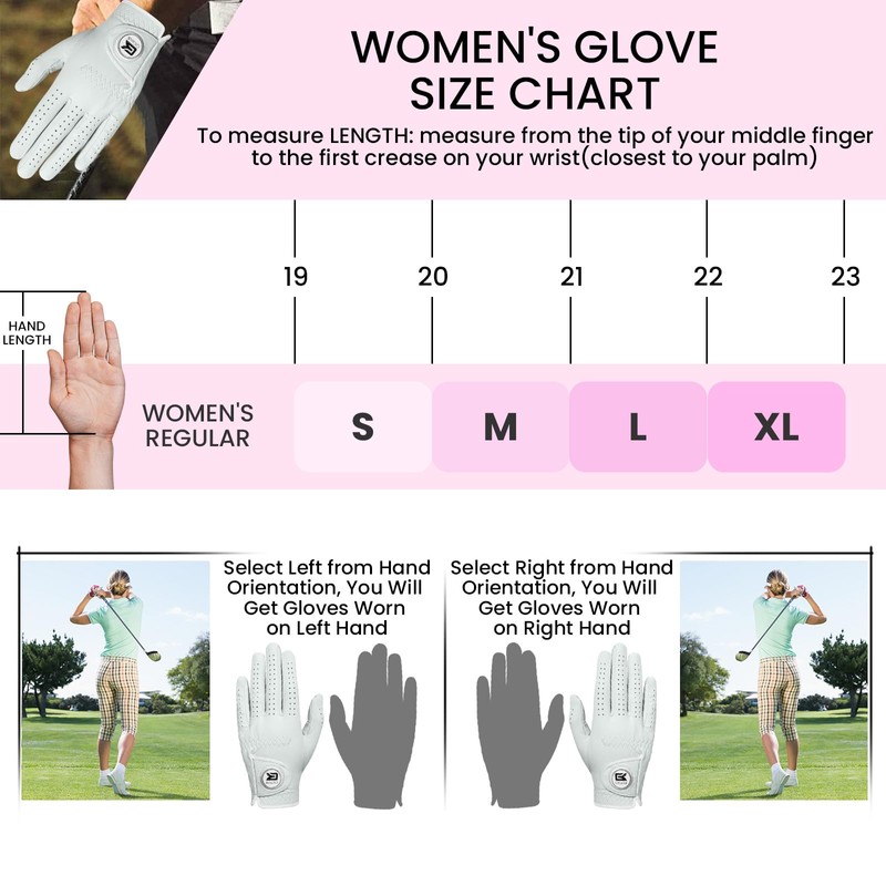 GKandi Womens Golf Gloves with Ball Marker Left Right Hand