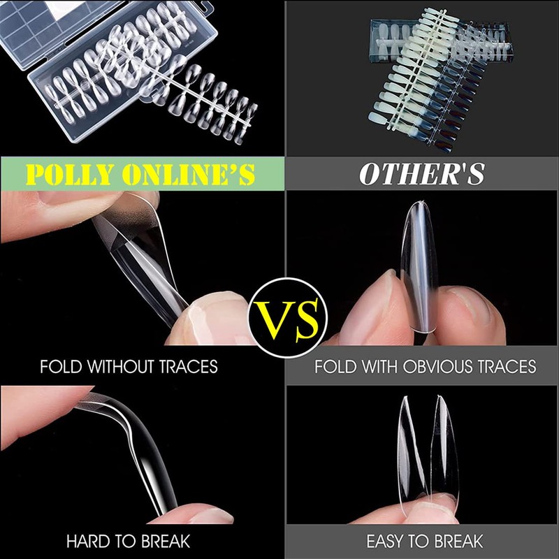 Clear Nail Tips, 240 Pieces Almond Nail Tips, Full Surface