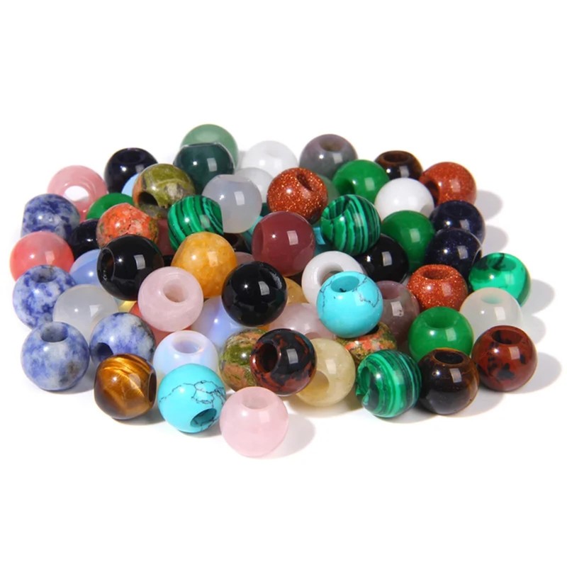 15PCS 12mm Natural Tiger Eye Stone Loose Beads Big Hole