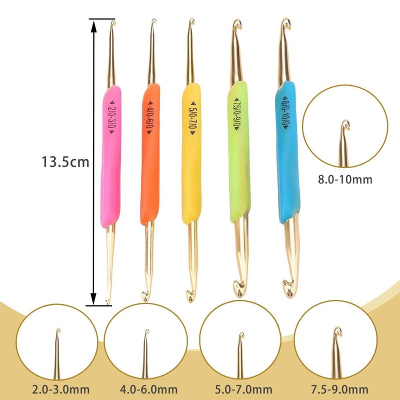 DFsucces Crochet Set of 5 Ergonomic Knitting Needles Set Crochet