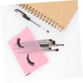 SAFIGLE 50Pcs Pink Eyelash Design Zipper Cosmetics Bags EVA Makeup Organizer Pouches Portable Travel Toiletry Storage Lightweight Cosmetic Containers for Women